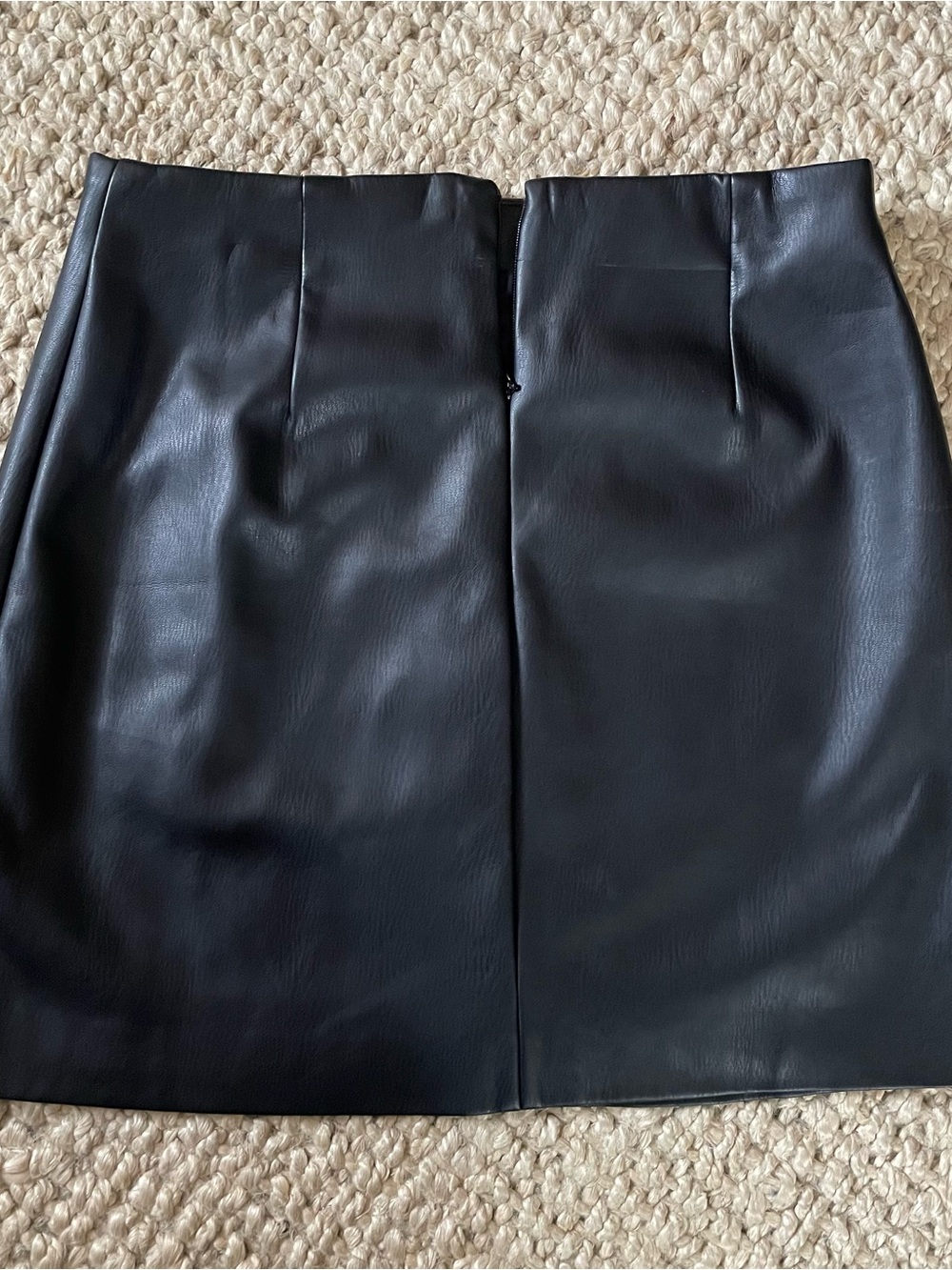 Anthropologie Black Faux Leather Mini Skirt - Picture 2 of 9
